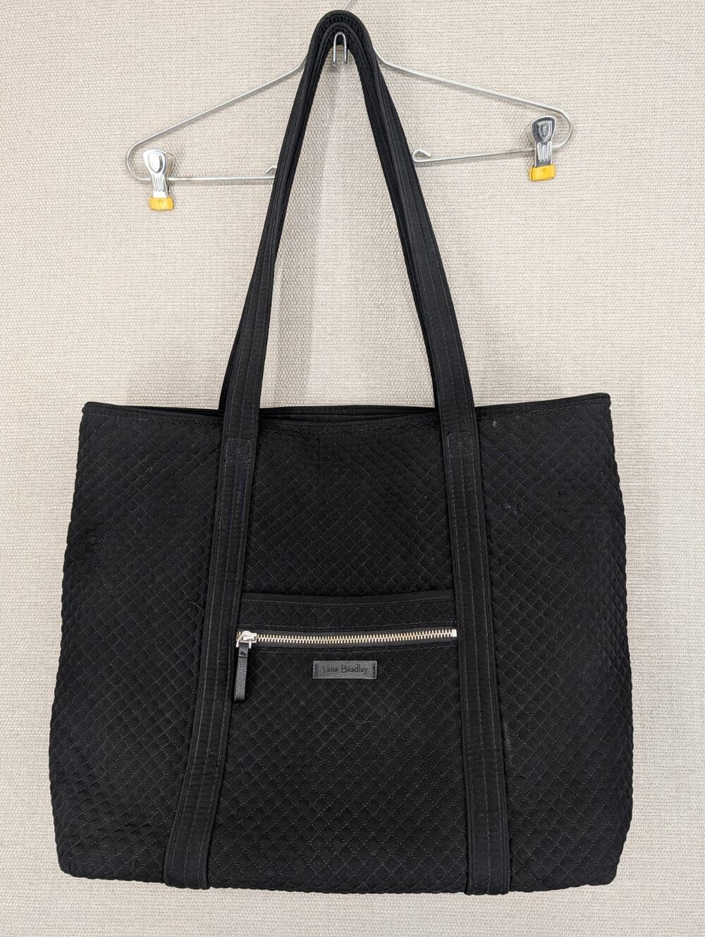 Vera Bradley Quilted Cotton Large Black Tote Shoulder Bag Excellent Condition